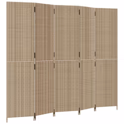 vidaXL Room Divider 5 Panels Privacy Screen Balcony Screen Beige Poly Rattan