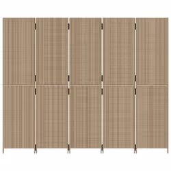 vidaXL Room Divider 5 Panels Privacy Screen Balcony Screen Beige Poly Rattan - Additional view 4