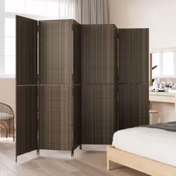 vidaXL Room Divider 6 Panels Privacy Screen Balcony Screen Grey Poly Rattan