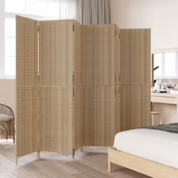 vidaXL Room Divider 6 Panels Privacy Screen Balcony Screen Beige Poly Rattan