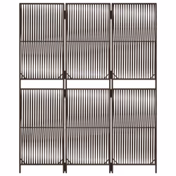 vidaXL Room Divider 3 Panels Privacy Screen Balcony Screen Brown Poly Rattan - Additional view 4