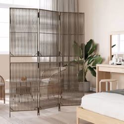 vidaXL Room Divider 3 Panels Privacy Screen Balcony Screen Grey Poly Rattan