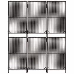 vidaXL Room Divider 3 Panels Privacy Screen Balcony Screen Grey Poly Rattan - Additional view 4