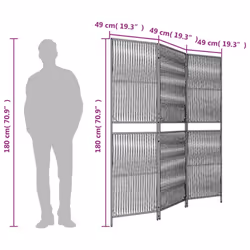 vidaXL Room Divider 3 Panels Privacy Screen Balcony Screen Grey Poly Rattan - Additional view 8
