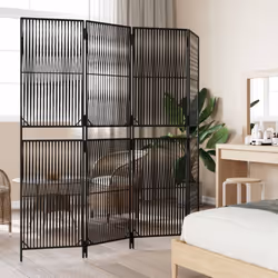vidaXL Room Divider 4 Panels Privacy Screen Balcony Screen Black Poly Rattan