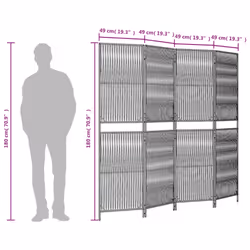 vidaXL Room Divider 4 Panels Privacy Screen Balcony Screen Black Poly Rattan - Additional view 8