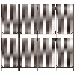 vidaXL Room Divider 4 Panels Privacy Screen Balcony Screen Brown Poly Rattan - Additional view 4