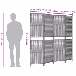 vidaXL Room Divider 4 Panels Privacy Screen Balcony Screen Brown Poly Rattan - Additional view 8