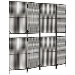 vidaXL Room Divider 4 Panels Privacy Screen Balcony Screen Grey Poly Rattan