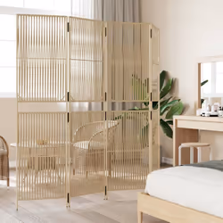 vidaXL Room Divider 4 Panels Privacy Screen Balcony Screen Beige Poly Rattan
