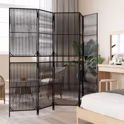 vidaXL Room Divider 5 Panels Privacy Screen Balcony Screen Black Poly Rattan