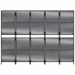 vidaXL Room Divider 5 Panels Privacy Screen Balcony Screen Black Poly Rattan - Additional view 4
