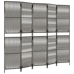vidaXL Room Divider Outdoor Privacy Screen Foldable Balcony Screen Poly Rattan - grey, 245 x 200 cm