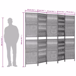 vidaXL Room Divider Outdoor Privacy Screen Foldable Balcony Screen Poly Rattan - grey, 245 x 200 cm