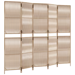 vidaXL Room Divider Outdoor Privacy Screen Foldable Balcony Screen Poly Rattan - beige, 245 x 200 cm