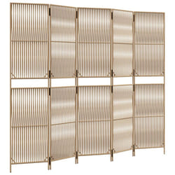 vidaXL Room Divider Outdoor Privacy Screen Foldable Balcony Screen Poly Rattan - beige, 245 x 200 cm