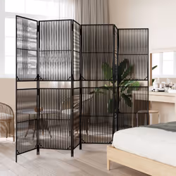 vidaXL Room Divider Outdoor Privacy Screen Foldable Balcony Screen Poly Rattan - black, 294 x 200 cm