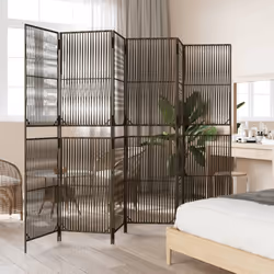 vidaXL Room Divider Outdoor Privacy Screen Foldable Balcony Screen Poly Rattan - brown, 294 x 200 cm