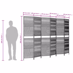 vidaXL Room Divider Outdoor Privacy Screen Foldable Balcony Screen Poly Rattan - brown, 294 x 200 cm