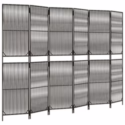 vidaXL Room Divider Outdoor Privacy Screen Foldable Balcony Screen Poly Rattan - grey, 294 x 200 cm