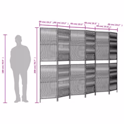 vidaXL Room Divider Outdoor Privacy Screen Foldable Balcony Screen Poly Rattan - grey, 294 x 200 cm - Additional view 8
