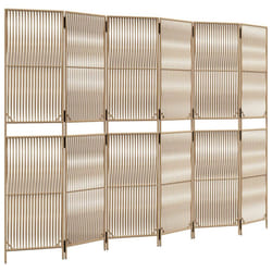 vidaXL Room Divider Outdoor Privacy Screen Foldable Balcony Screen Poly Rattan - beige, 294 x 200 cm