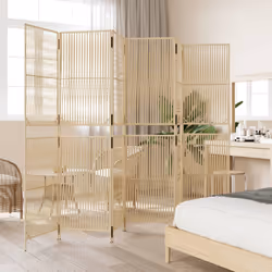 vidaXL Room Divider Outdoor Privacy Screen Foldable Balcony Screen Poly Rattan - beige, 294 x 200 cm