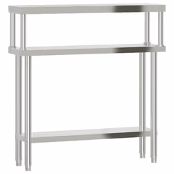 vidaXL Kitchen Work Table with Overshelf Prep Catering Table Stainless Steel