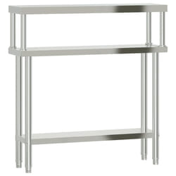 vidaXL Kitchen Work Table with Overshelf Prep Catering Table Stainless Steel