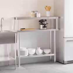 vidaXL Kitchen Work Table with Overshelf Prep Catering Table Stainless Steel