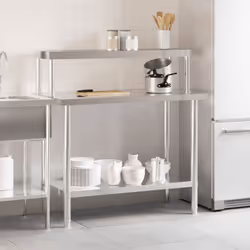 vidaXL Kitchen Work Table with Overshelf Prep Catering Table Stainless Steel - Additional view 2