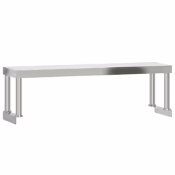 vidaXL Kitchen Work Table with Overshelf Prep Catering Table Stainless Steel - Additional view 3