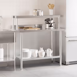 vidaXL Kitchen Work Table with Overshelf Prep Catering Table Stainless Steel