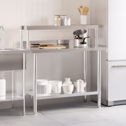 vidaXL Kitchen Work Table with Overshelf Prep Catering Table Stainless Steel - Additional view 2