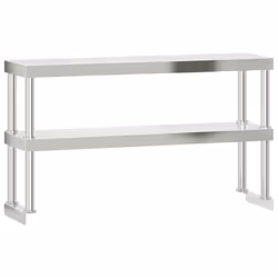 vidaXL Kitchen Work Table with Overshelf Prep Catering Table Stainless Steel - Additional view 4