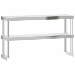 vidaXL Kitchen Work Table with Overshelf Prep Catering Table Stainless Steel - Additional view 4
