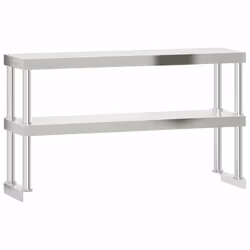 vidaXL Kitchen Work Table with Overshelf Prep Catering Table Stainless Steel - Additional view 4