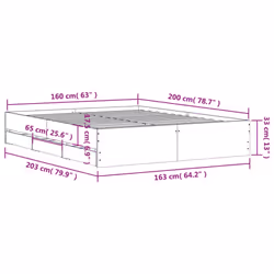 vidaXL Bed Frame with Drawers Mattress Foundation Bed Base Engineered Wood - smoked oak, 160 x 200 cm - Additional view 10