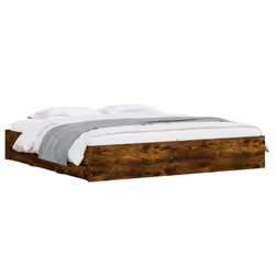 vidaXL Bed Frame with Drawers Mattress Foundation Bed Base Engineered Wood - smoked oak, 160 x 200 cm - Additional view 2