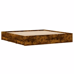 vidaXL Bed Frame with Drawers Mattress Foundation Bed Base Engineered Wood - smoked oak, 160 x 200 cm - Additional view 7