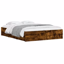 vidaXL Bed Frame with Drawers Mattress Foundation Bed Base Engineered Wood - smoked oak, 150 x 200 cm