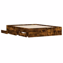 vidaXL Bed Frame with Drawers Mattress Foundation Bed Base Engineered Wood - smoked oak, 140 x 200 cm - Additional view 4