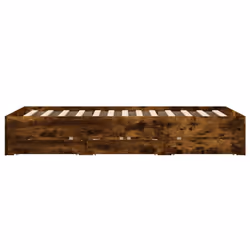 vidaXL Bed Frame with Drawers Mattress Foundation Bed Base Engineered Wood - smoked oak, 120 x 200 cm - Additional view 6