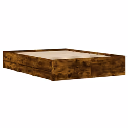 vidaXL Bed Frame with Drawers Mattress Foundation Bed Base Engineered Wood - smoked oak, 120 x 200 cm - Additional view 7