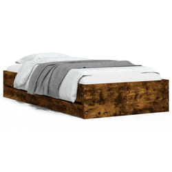 vidaXL Bed Frame with Drawers Mattress Foundation Bed Base Engineered Wood - smoked oak, 100 x 200 cm