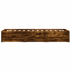 vidaXL Bed Frame with Drawers Mattress Foundation Bed Base Engineered Wood - smoked oak, 100 x 200 cm - Additional view 6