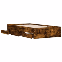 vidaXL Bed Frame with Drawers Mattress Foundation Bed Base Engineered Wood - smoked oak, 90 x 200 cm - Additional view 4