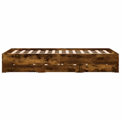 vidaXL Bed Frame with Drawers Mattress Foundation Bed Base Engineered Wood - smoked oak, 140 x 190 cm - Additional view 6
