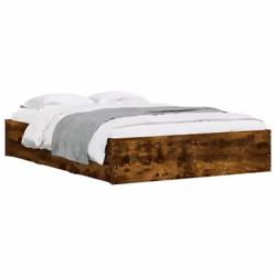 vidaXL Bed Frame with Drawers Mattress Foundation Bed Base Engineered Wood - smoked oak, 135 x 190 cm