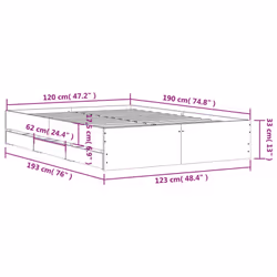 vidaXL Bed Frame with Drawers Mattress Foundation Bed Base Engineered Wood - smoked oak, 120 x 190 cm - Additional view 3